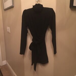 NWT~SKAIST TAYLOR Helena Drape Tie Waist Turtleneck Party Black Dress Size 0